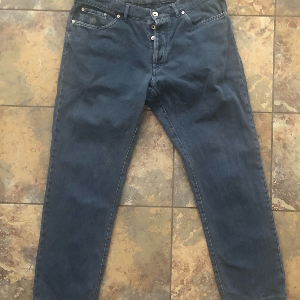 $1200+ Bruno Cucinelli grey men’s 38x30 luxury jeans retail Made In Italy 🇮🇹